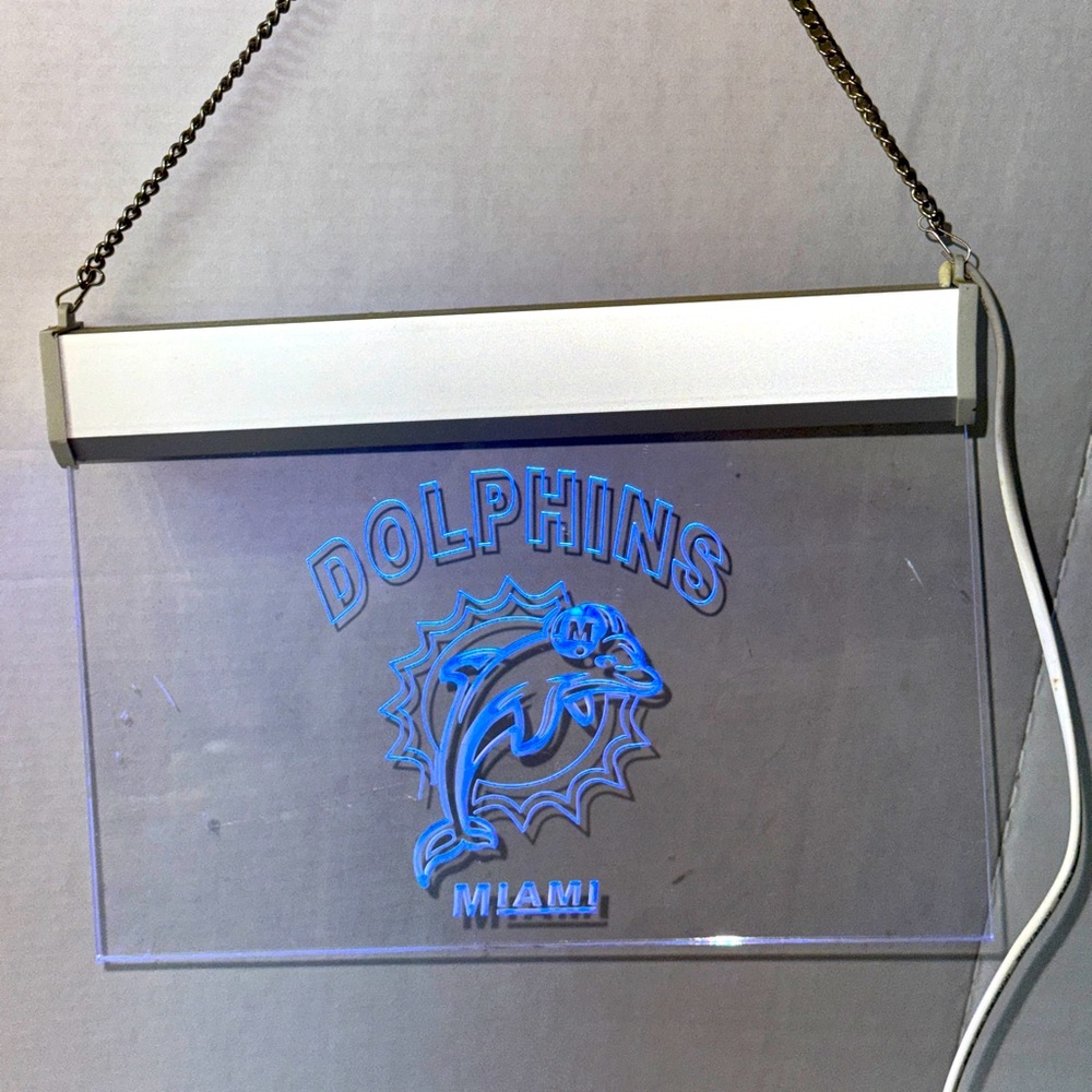 NFL Miami Dolphins LED Neon Sign for Game Room,Office,Bar,ManCave Acrylic Etched